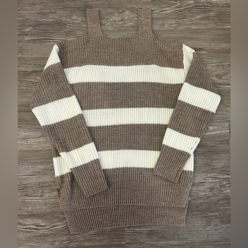 SoHo Striped Cold Shoulder Women's Sweater